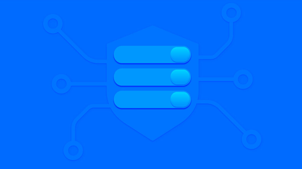 An image of a shield with endpoints and a set of controls to symbolize testing controls and visibility in security testing.