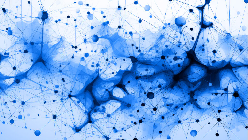 Image of connecting blobs to illustrate how AI networks work.