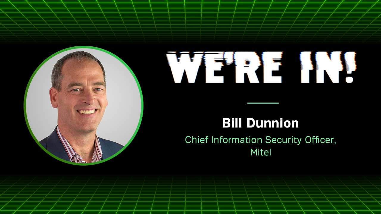 Headshot of Bill Dunnion with the WE'RE IN! logo