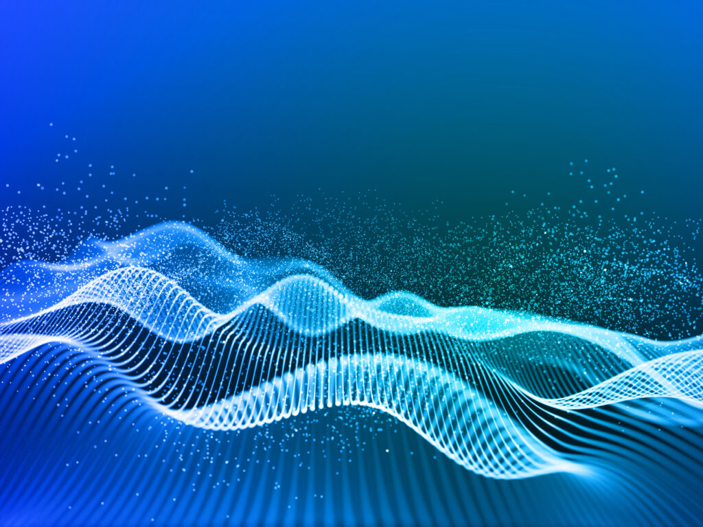 3D modern background with flowing cyber lines and particles